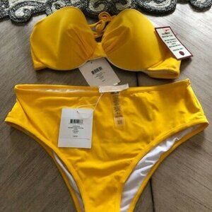 NWT Diane Von Furstenberg (Med) $246 2-Piece Yellow Bikini Swimsuit Bathing Suit